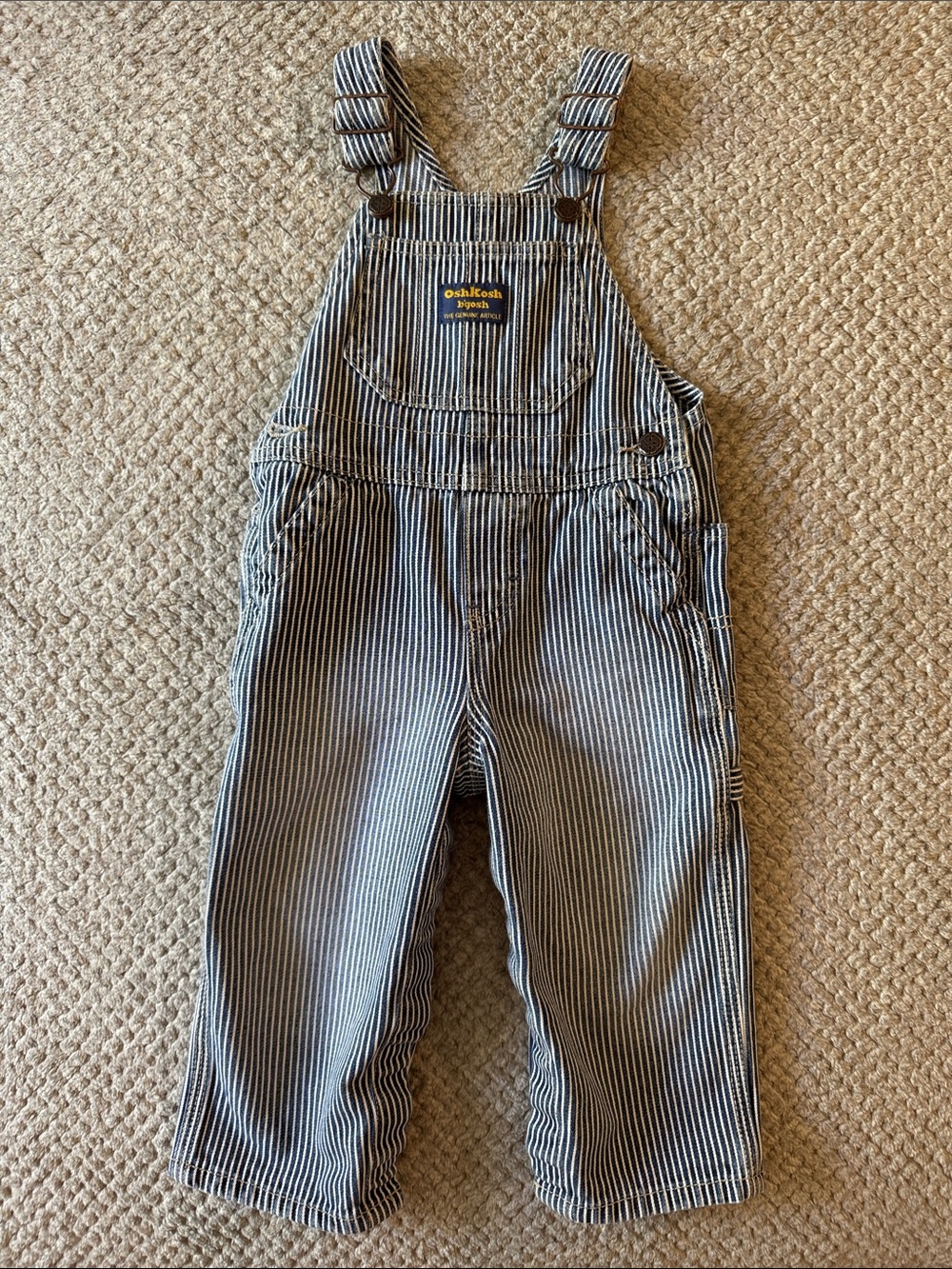 OshKosh B'gosh Navy & White Pinstripe Train Conductor Overalls